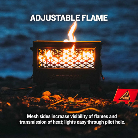 Ignik FireCan steel mesh sides improve heat transmission and flame view.
