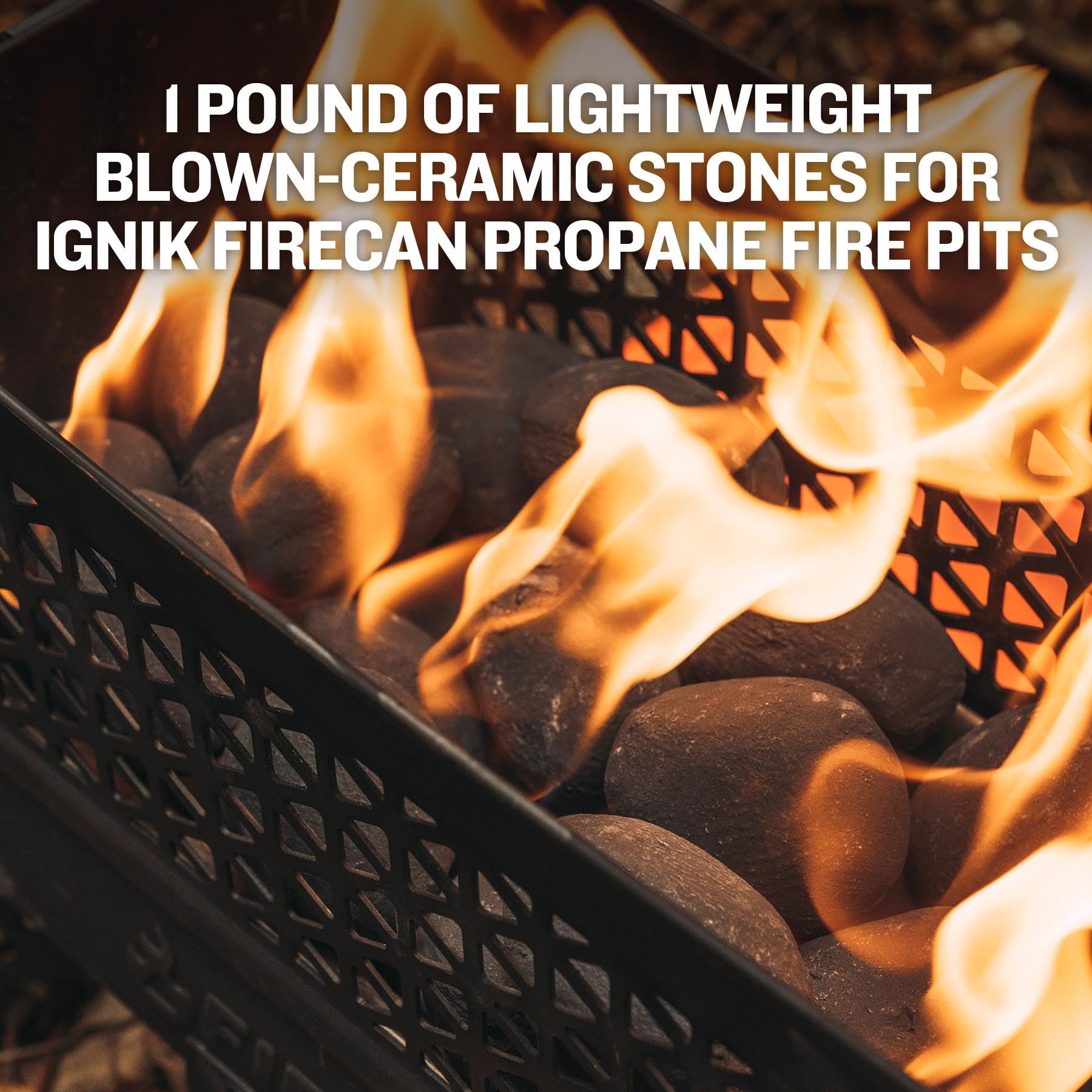 Ignik Moon Rocks fit inside the FireCan for compact setup.