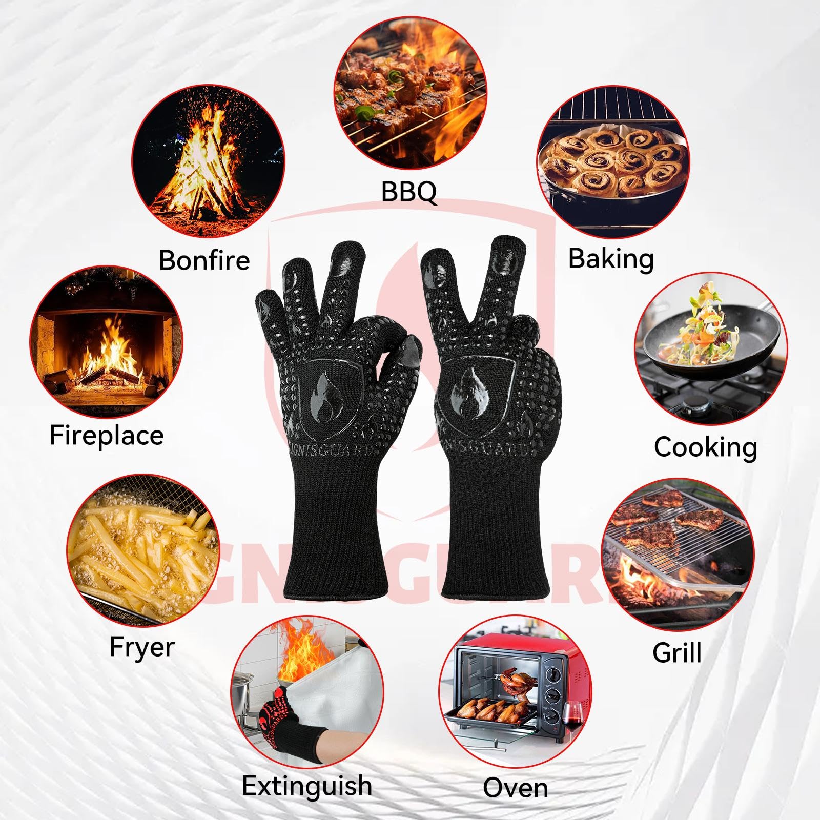 IGNISGUARD flexible design offers comfortable tactility while handling hot items.