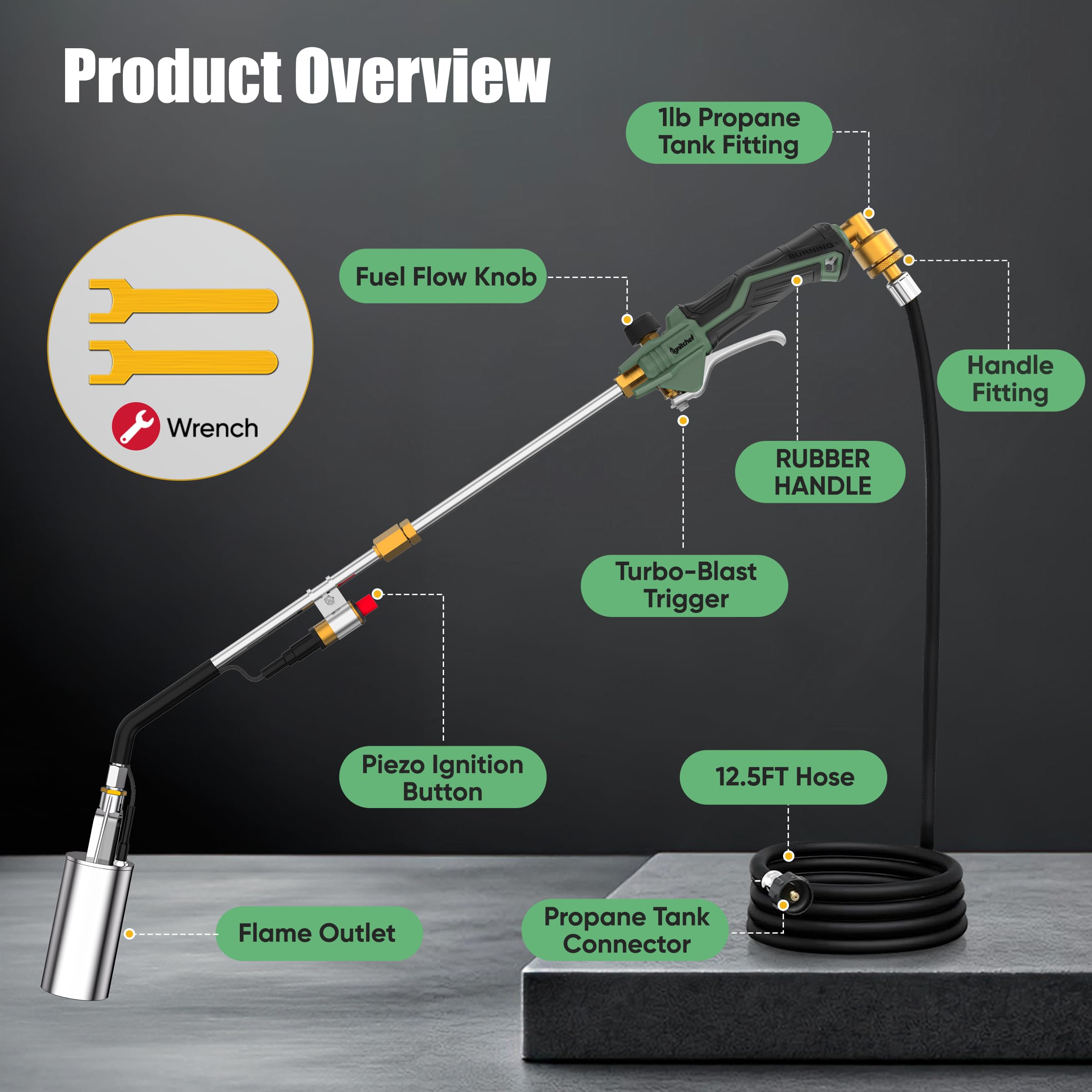 IgnitChef self-igniting Piezo trigger for quick, safe starts during outdoor jobs