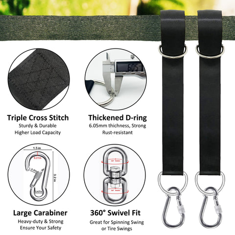 Igolfluck straps assembling with D-rings for secure swing attachment.