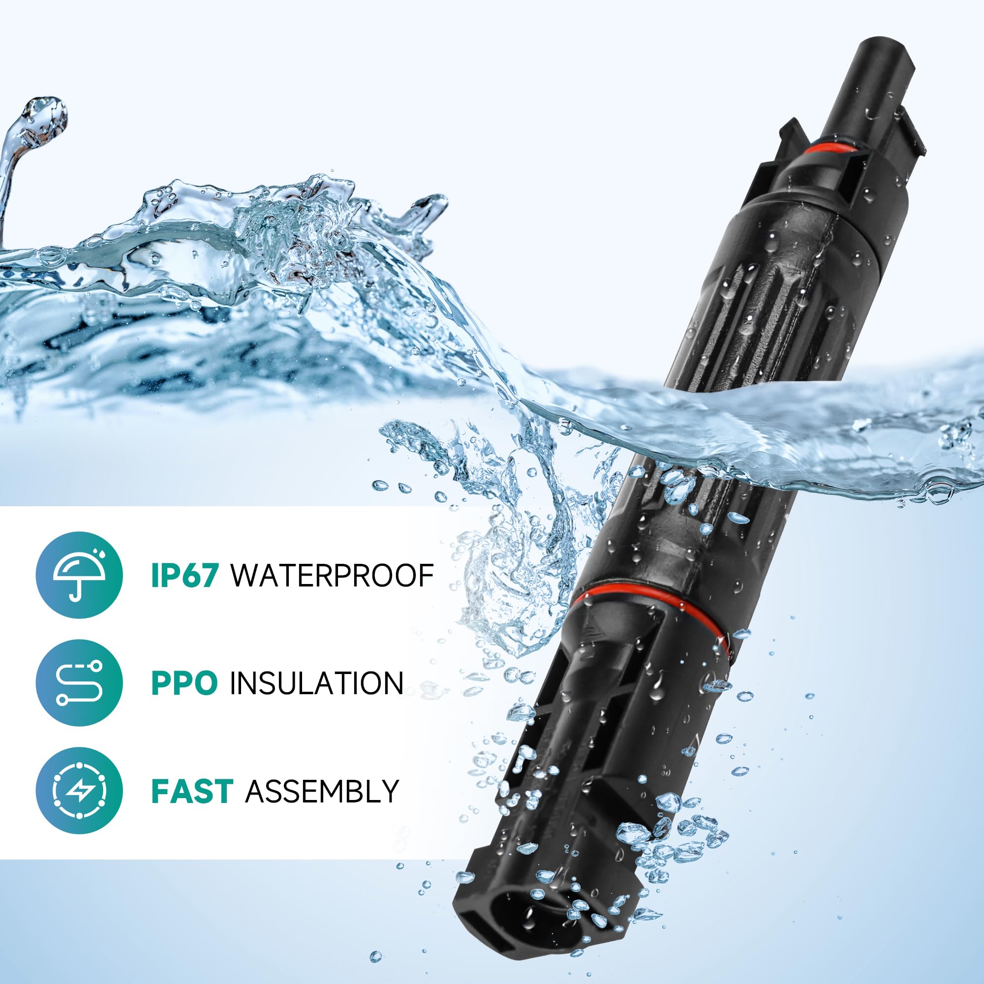 IGOYE 20A fuse with MC4 terminals enables quick, secure solar wiring