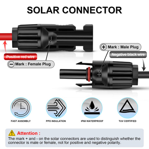 iGreely 20ft black solar extension cable with durable weather resistance