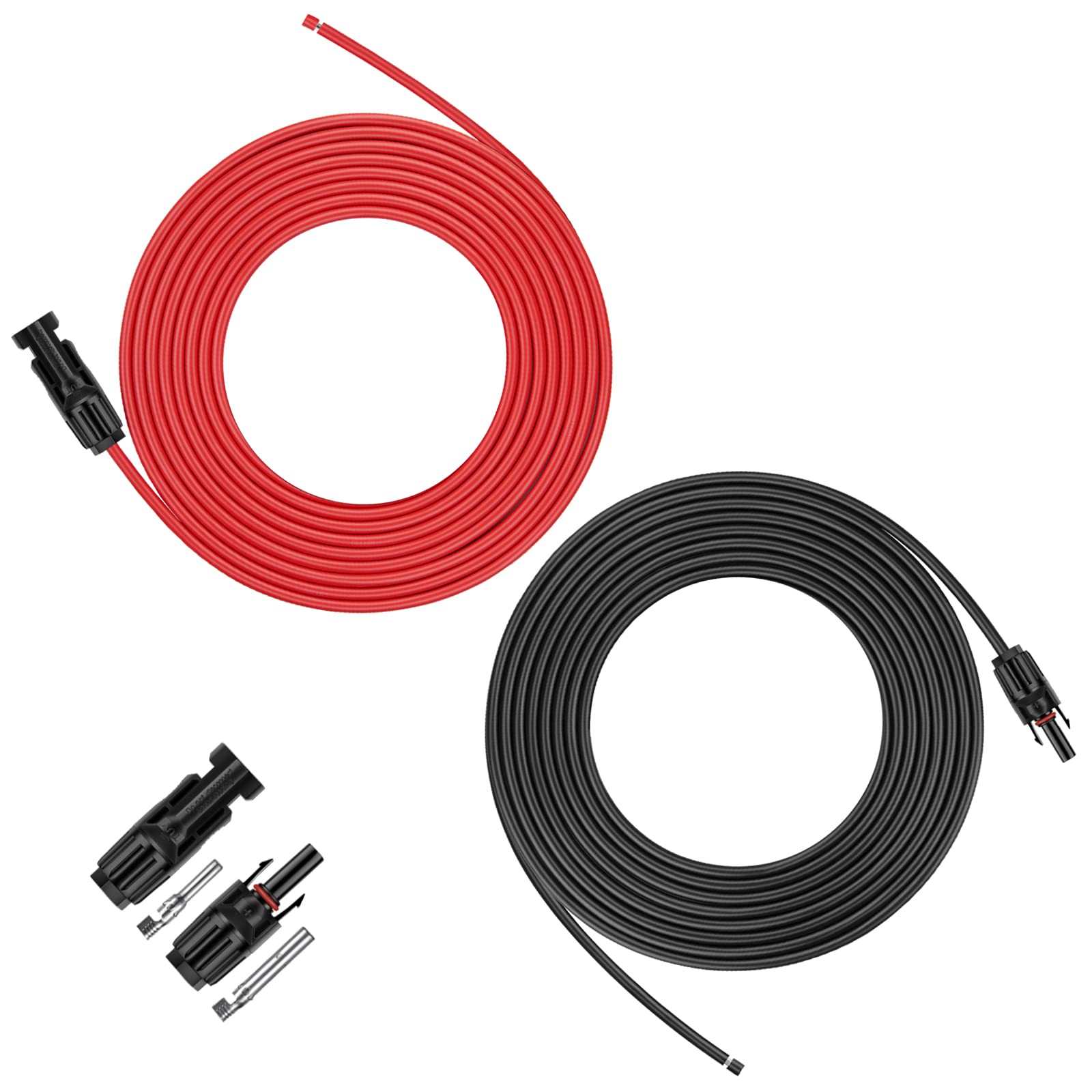 iGreely 20ft red solar extension cable with 10 AWG copper conductors for outdoor use