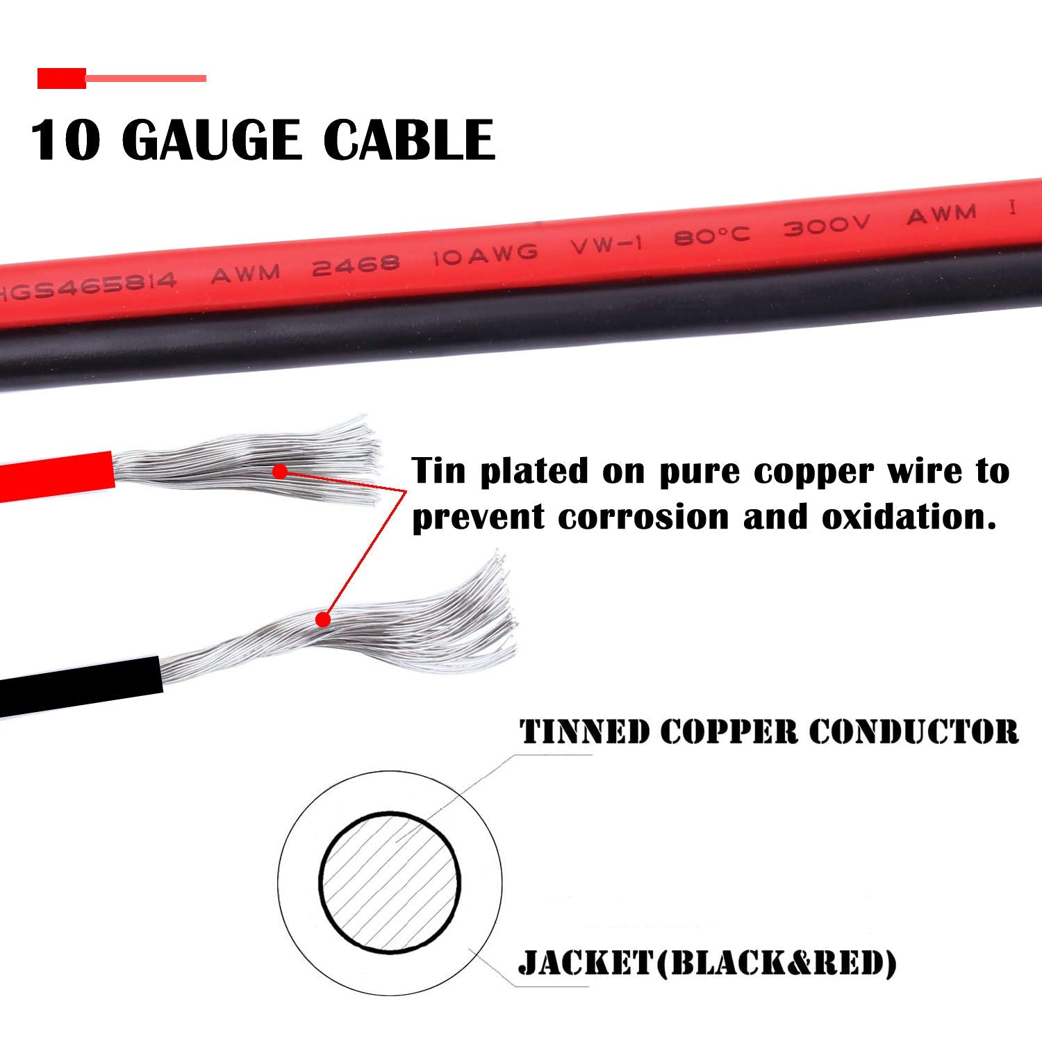 iGreely SAE extension cable with universal 2-pin connector fits automotive and marine setups