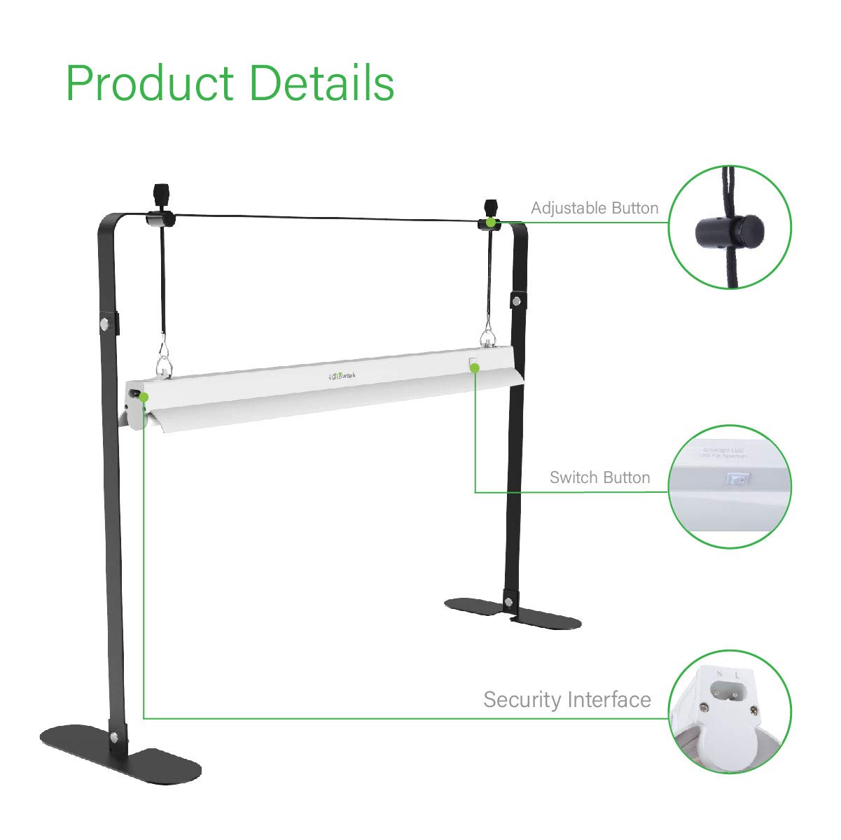 iGrowtek seedling grow light with adjustable height for transplants