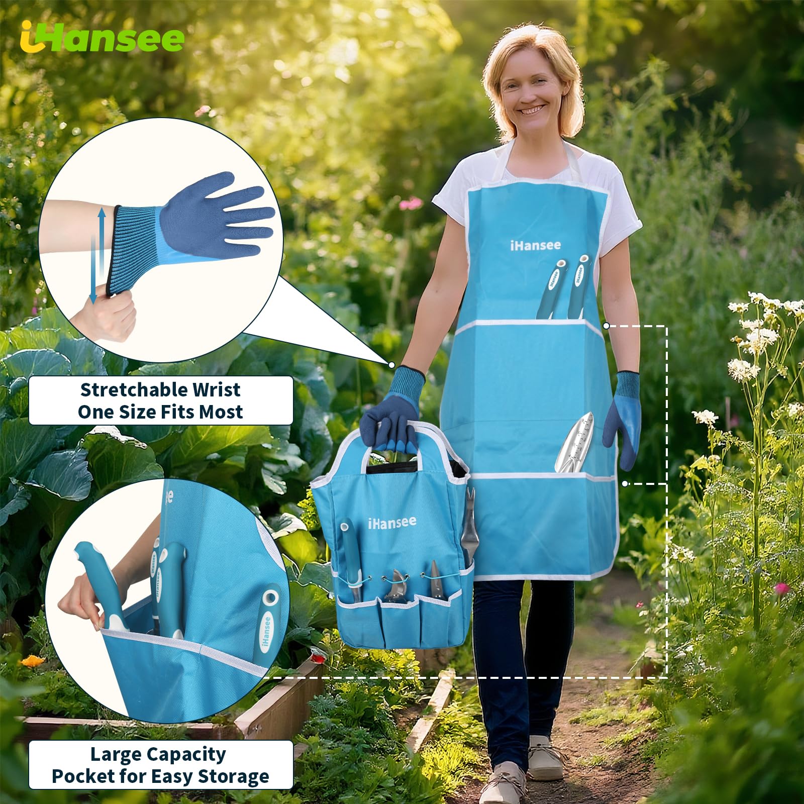 iHansee hand rake shows ergonomic grip for easy grooming and weeding