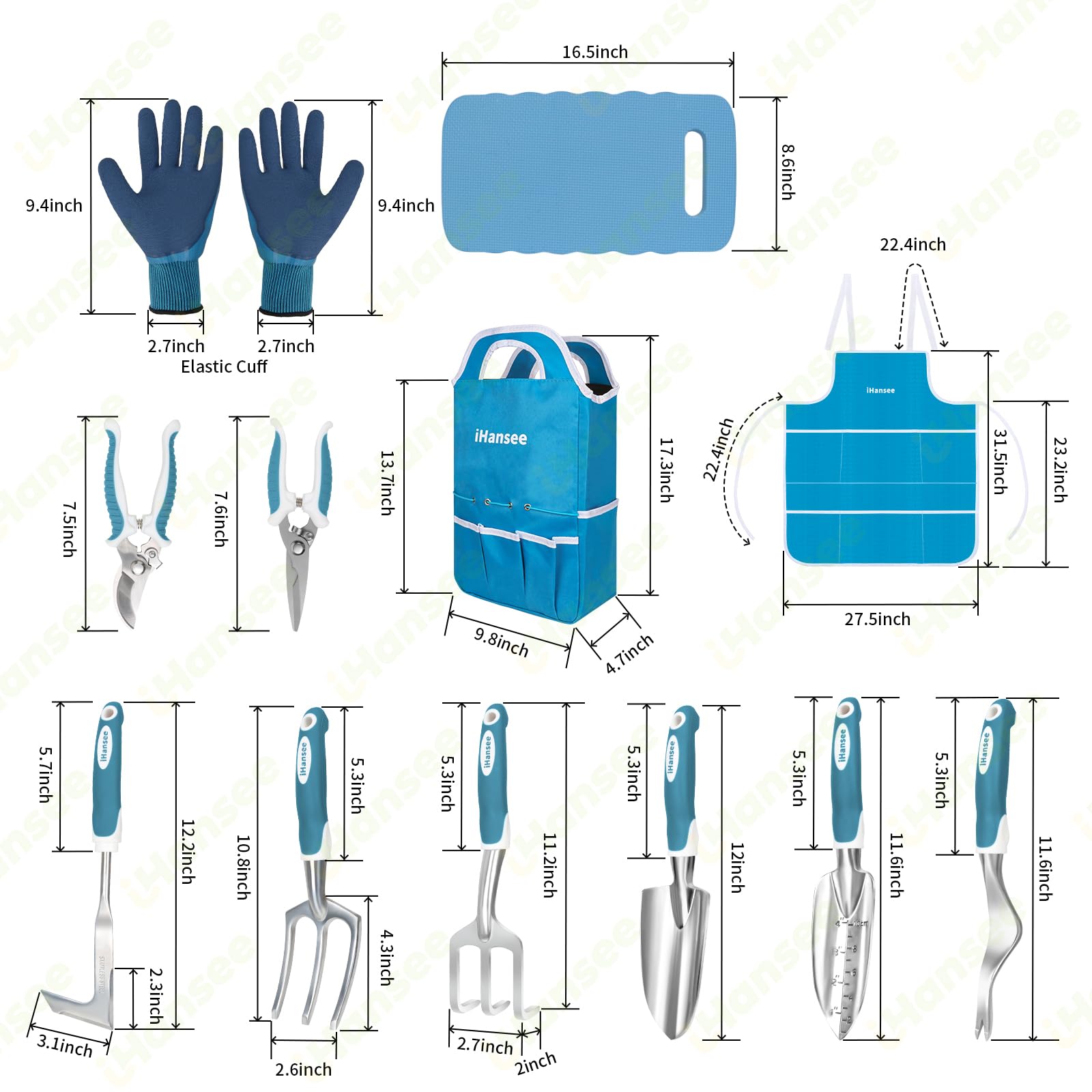 iHansee blue pruner with anti-slip grip for precise cuts