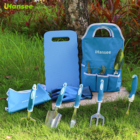 iHansee blue tote bag organizes tools with external pockets for easy access