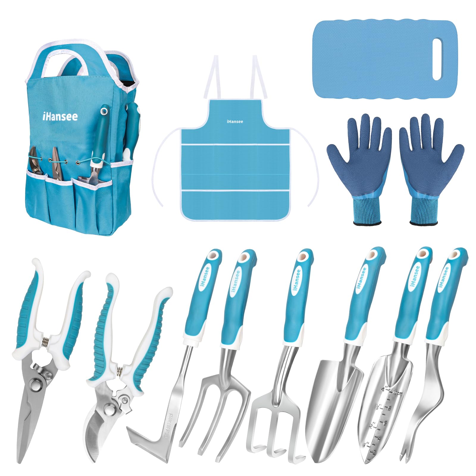 iHansee blue garden trowel with ergonomic handle for comfortable digging