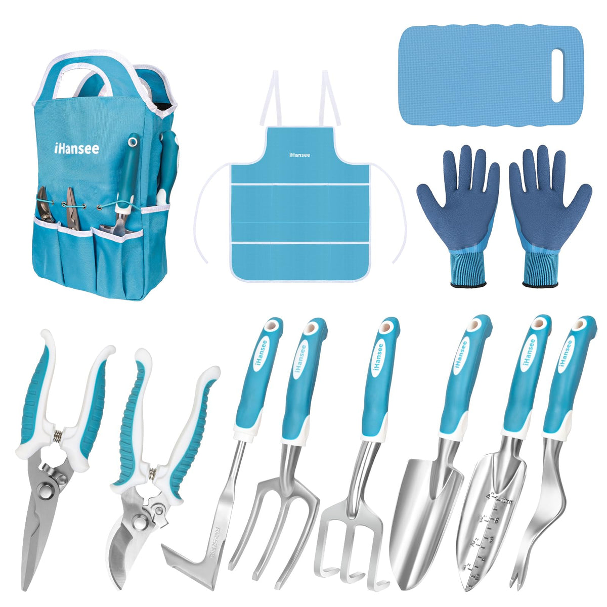 iHansee blue garden trowel with ergonomic handle for comfortable digging