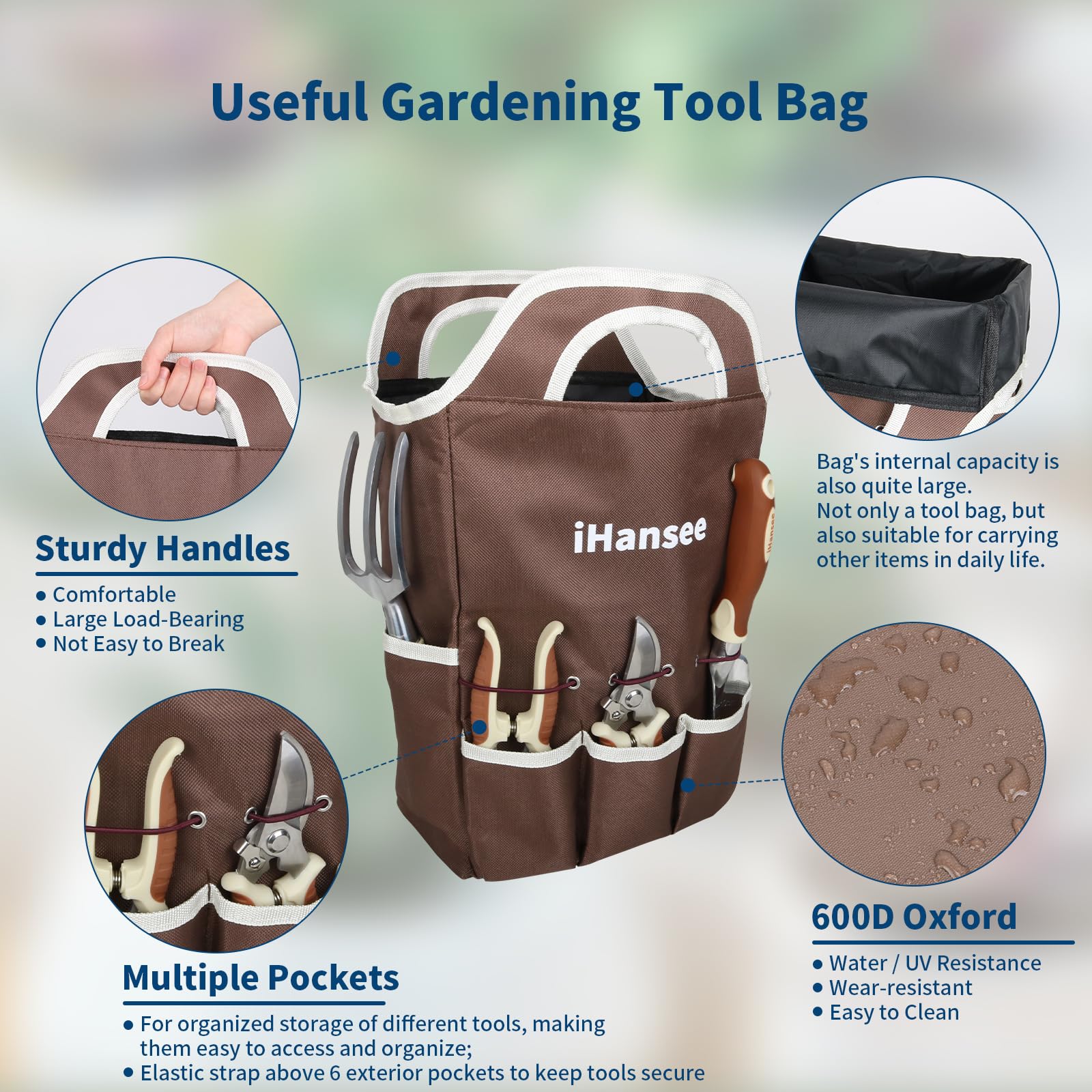 iHansee garden apron with multiple pockets protects clothing and carries essentials