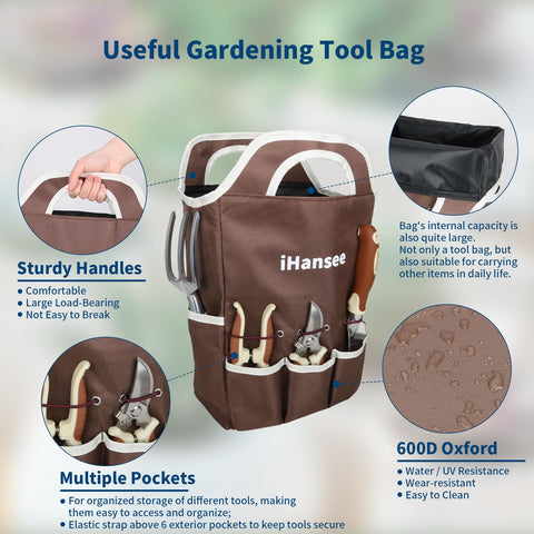 iHansee garden apron with multiple pockets protects clothing and carries essentials