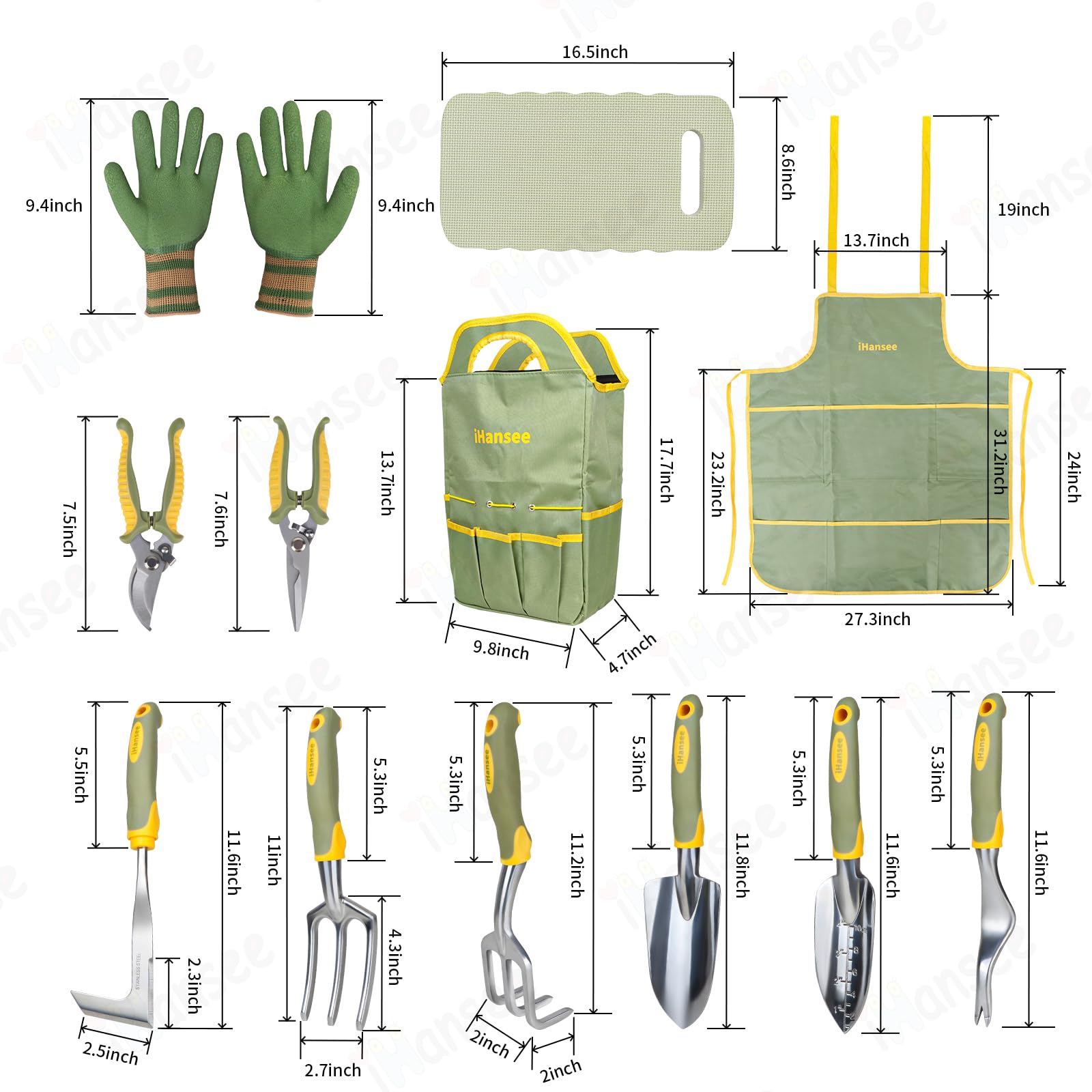 ihansee heavy-duty aluminum garden tools—lightweight strength for durable digging and planting