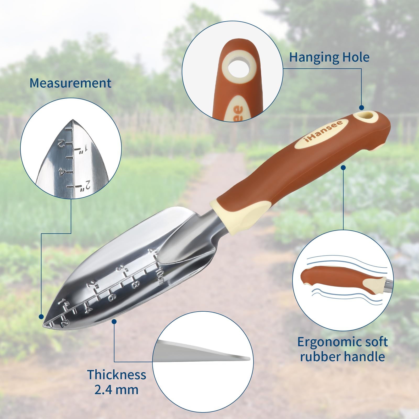 iHansee trowel hand shovel aids precise digging and transplanting