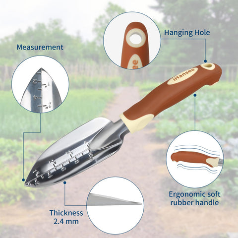 iHansee trowel hand shovel aids precise digging and transplanting