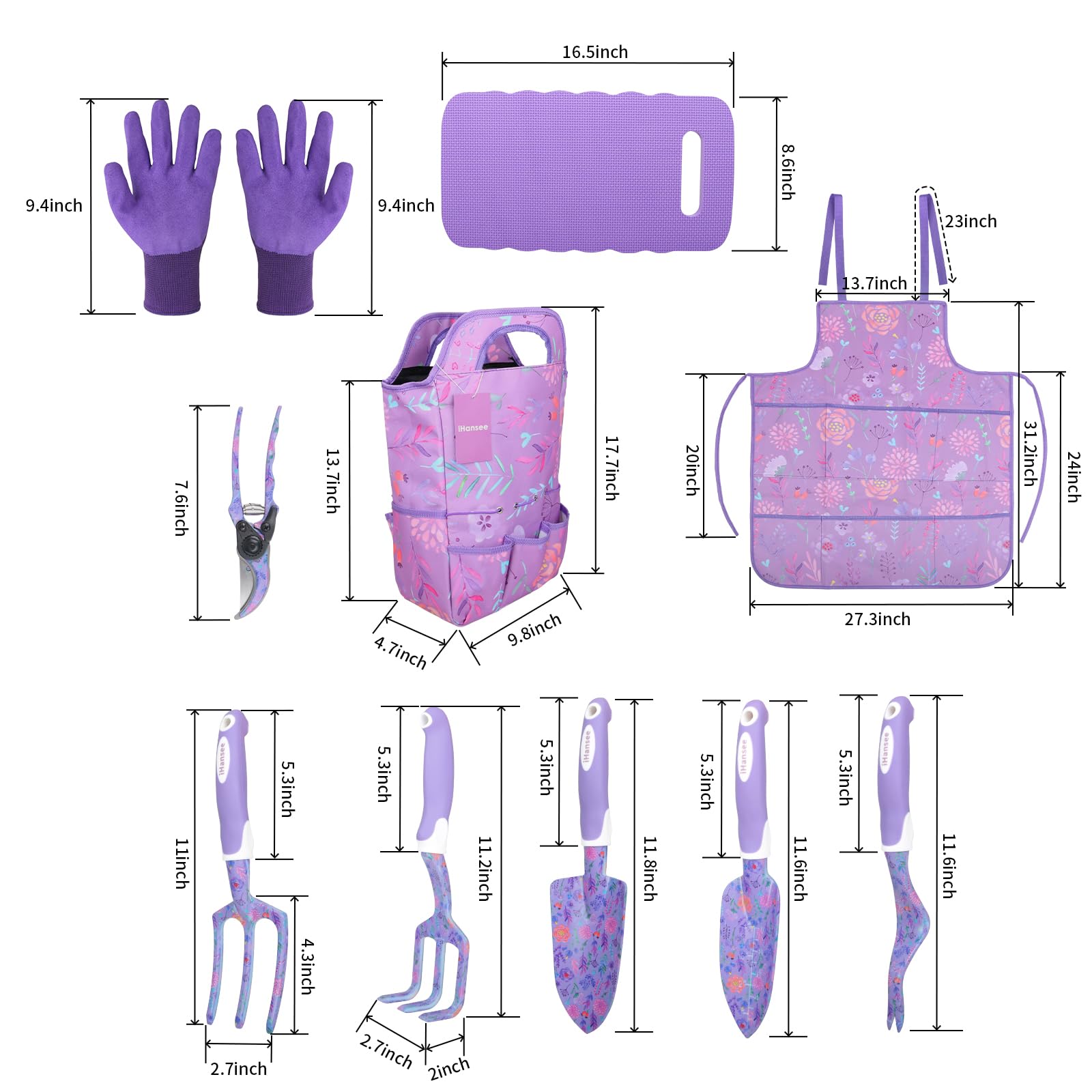 iHansee purple tools with ergonomic handles for comfortable grip during planting