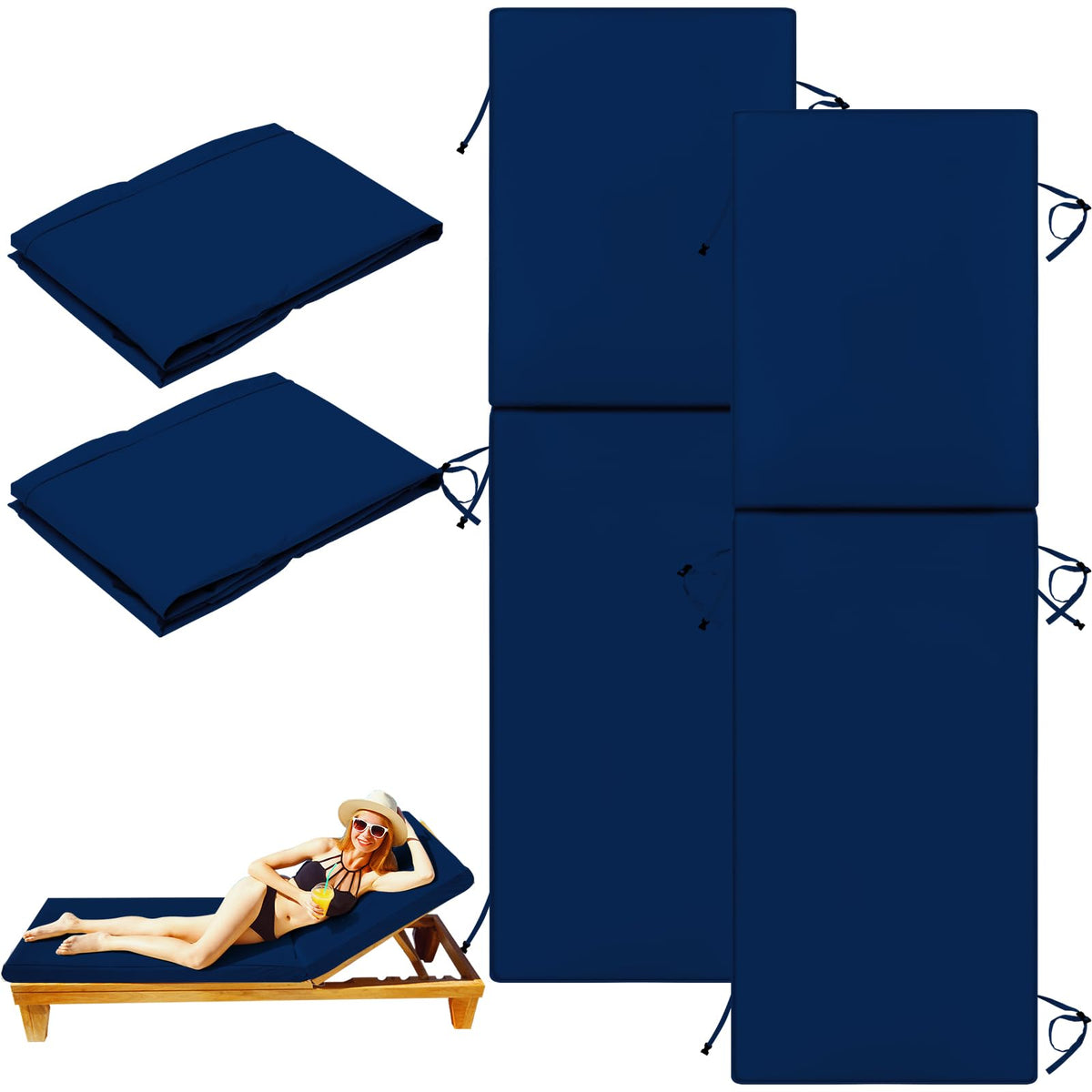 Iheqard chaise lounge cover in navy blue shields cushions from spills and sun fade.