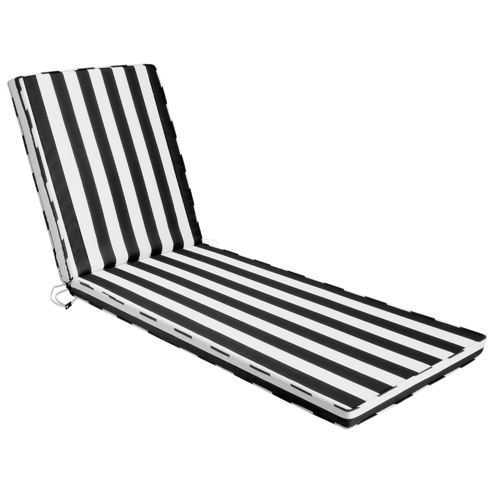 Iheqard chaise lounge cushion in black-and-white stripes for outdoor style and comfort.