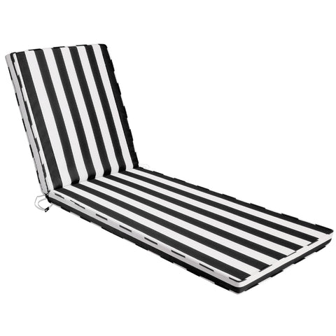 Iheqard chaise lounge cushion in black-and-white stripes for outdoor style and comfort.