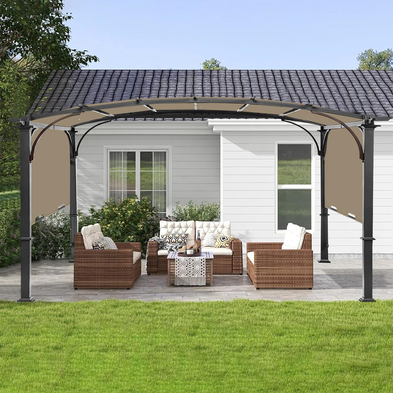 Iheqard pergola replacement cover provides shade coverage across sunny afternoons