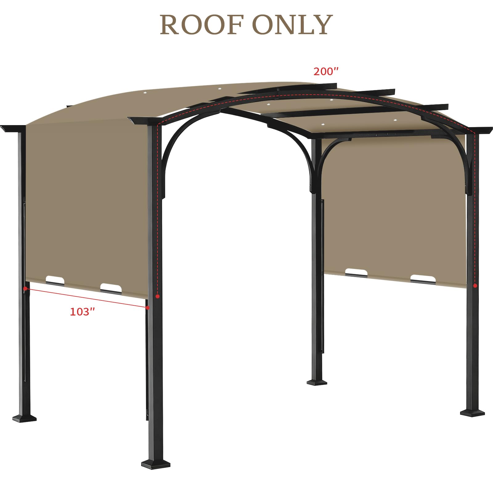 Iheqard pergola replacement cover side view showing snug fit with the frame