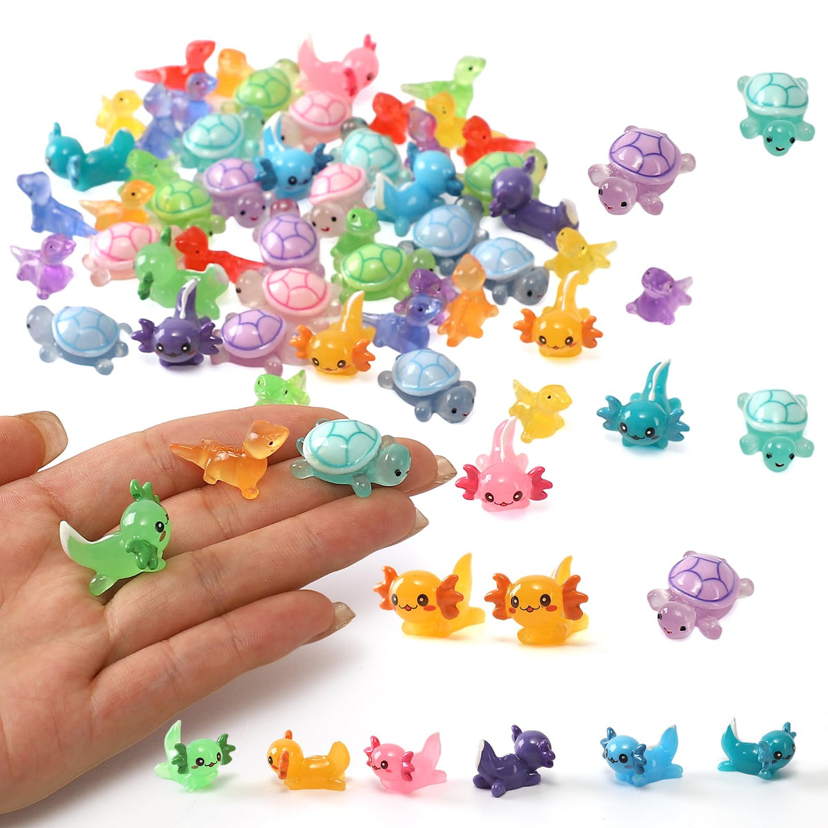 IHFAIO mini resin turtles in vibrant colors for tabletop decor and creative displays