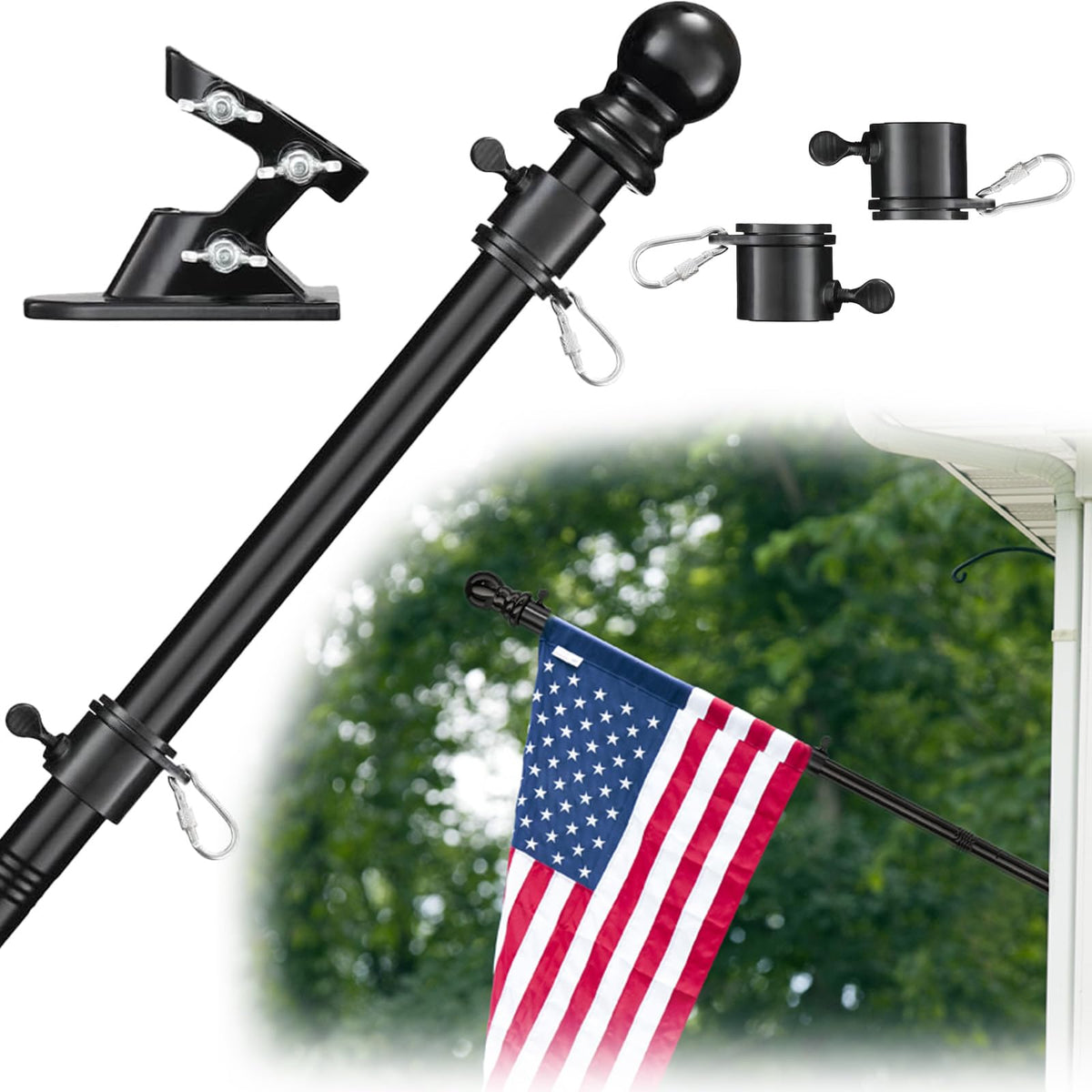 Ihomepark 5ft flag pole in stainless steel for outdoor durability