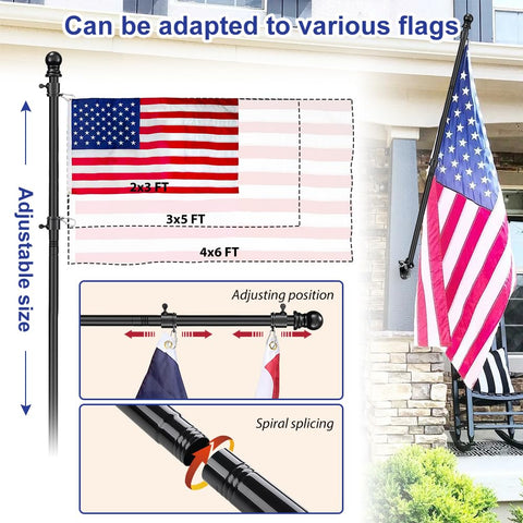 Ihomepark adjustable-length flag pole adapts to various sizes