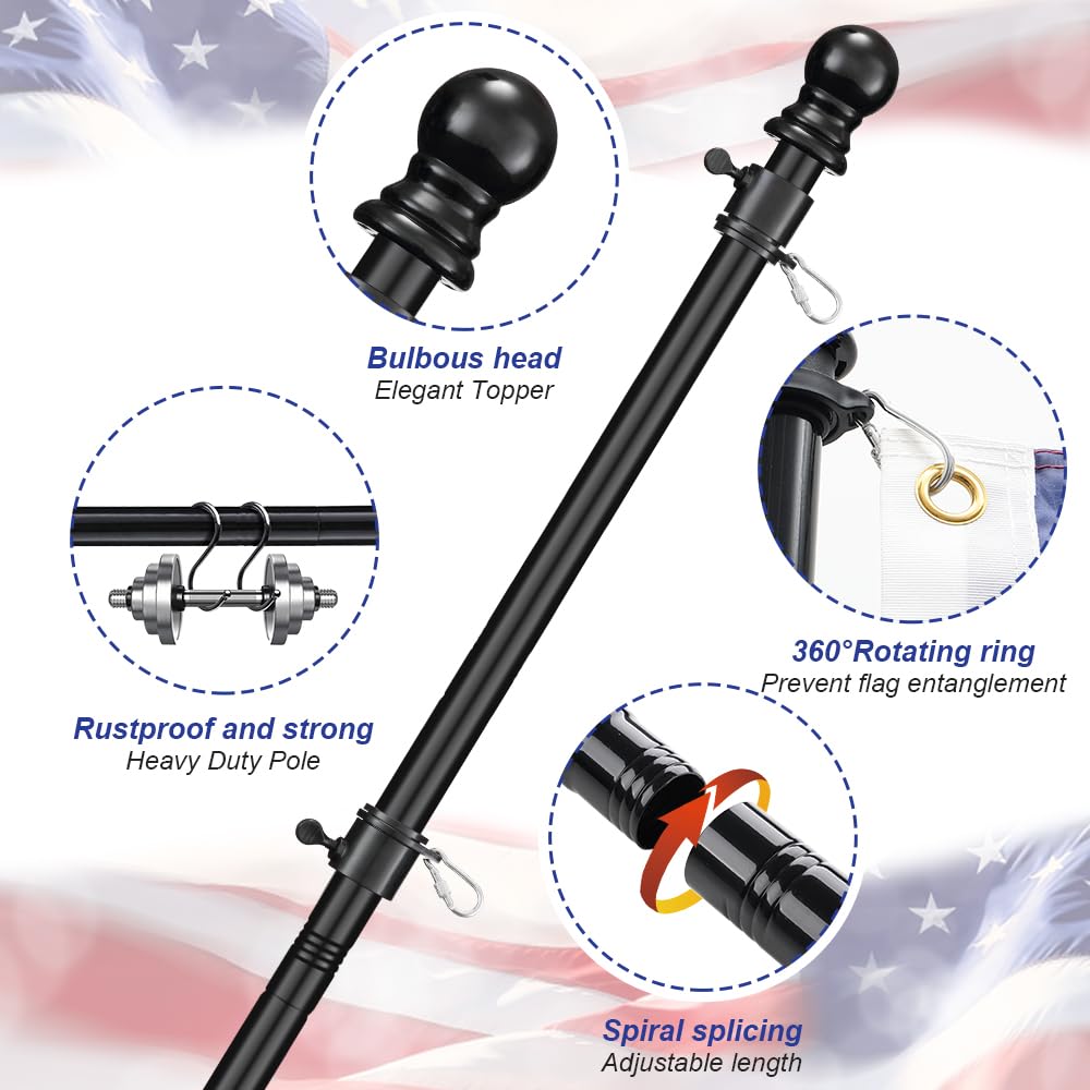 Ihomepark easy-assembly flag pole kit saves setup time