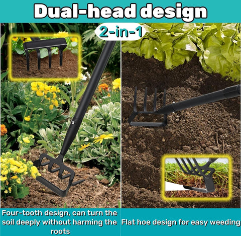 Ihomepark garden hoe adjustable handle at 73 inches for comfortable reaching