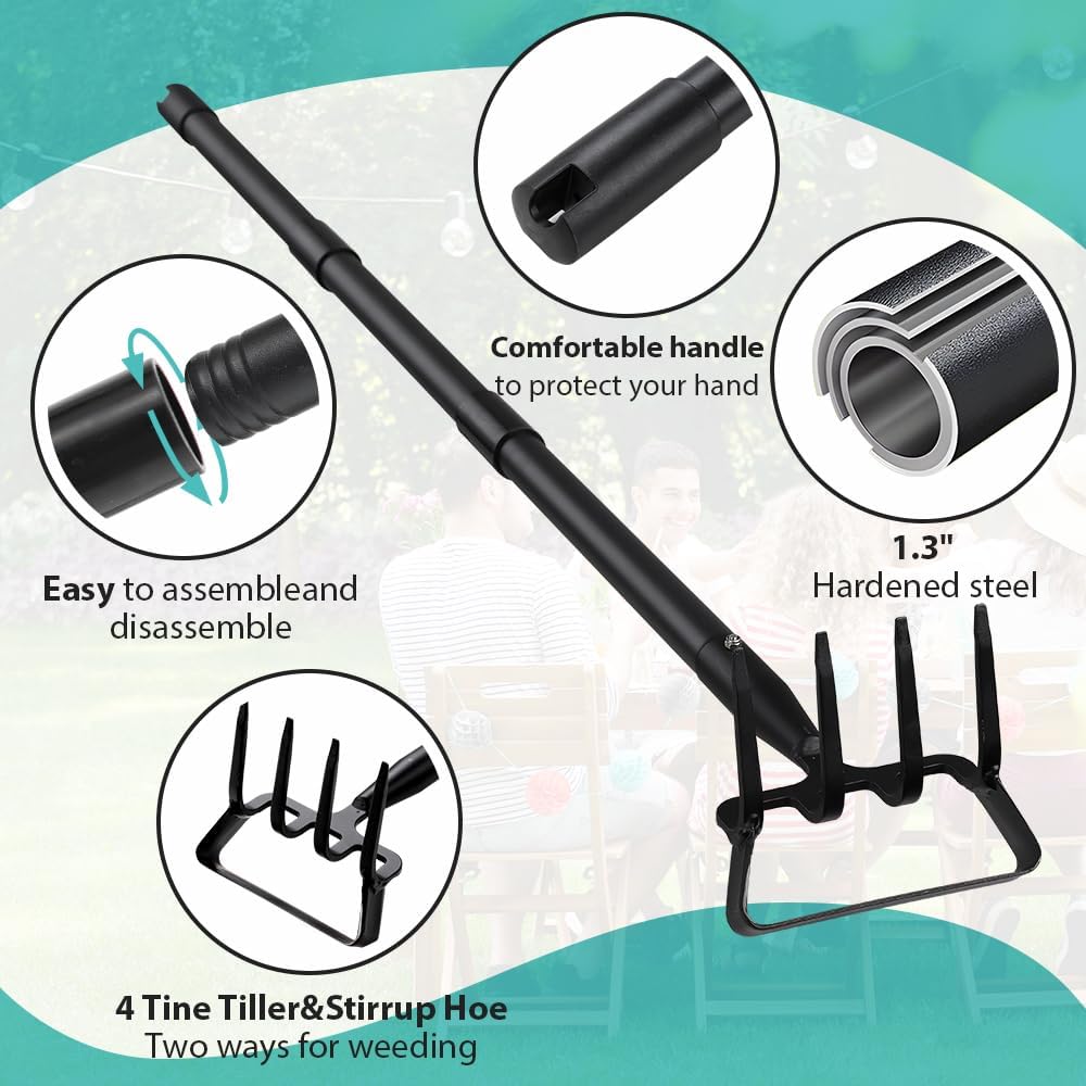 Ihomepark stirrup hoe and cultivator for weeding and soil loosening