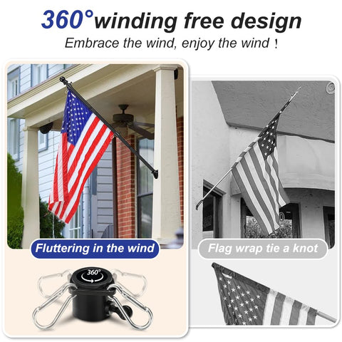 Ihomepark wall-mount bracket securing the flag pole outdoors