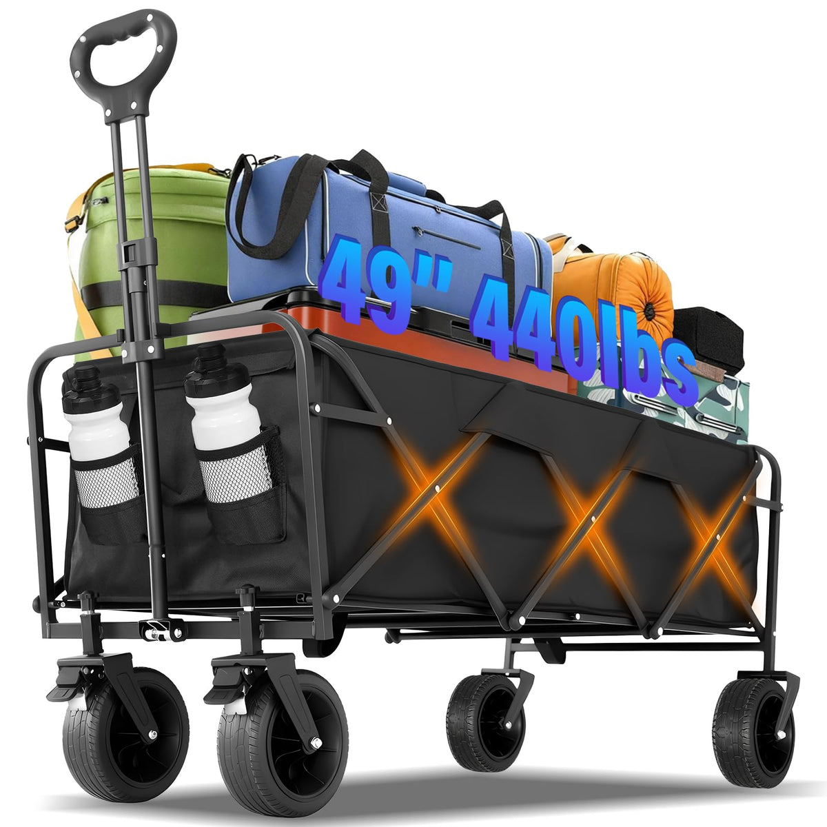 iHomey 49inch extra-long wagon folded for easy storage and quick transport.