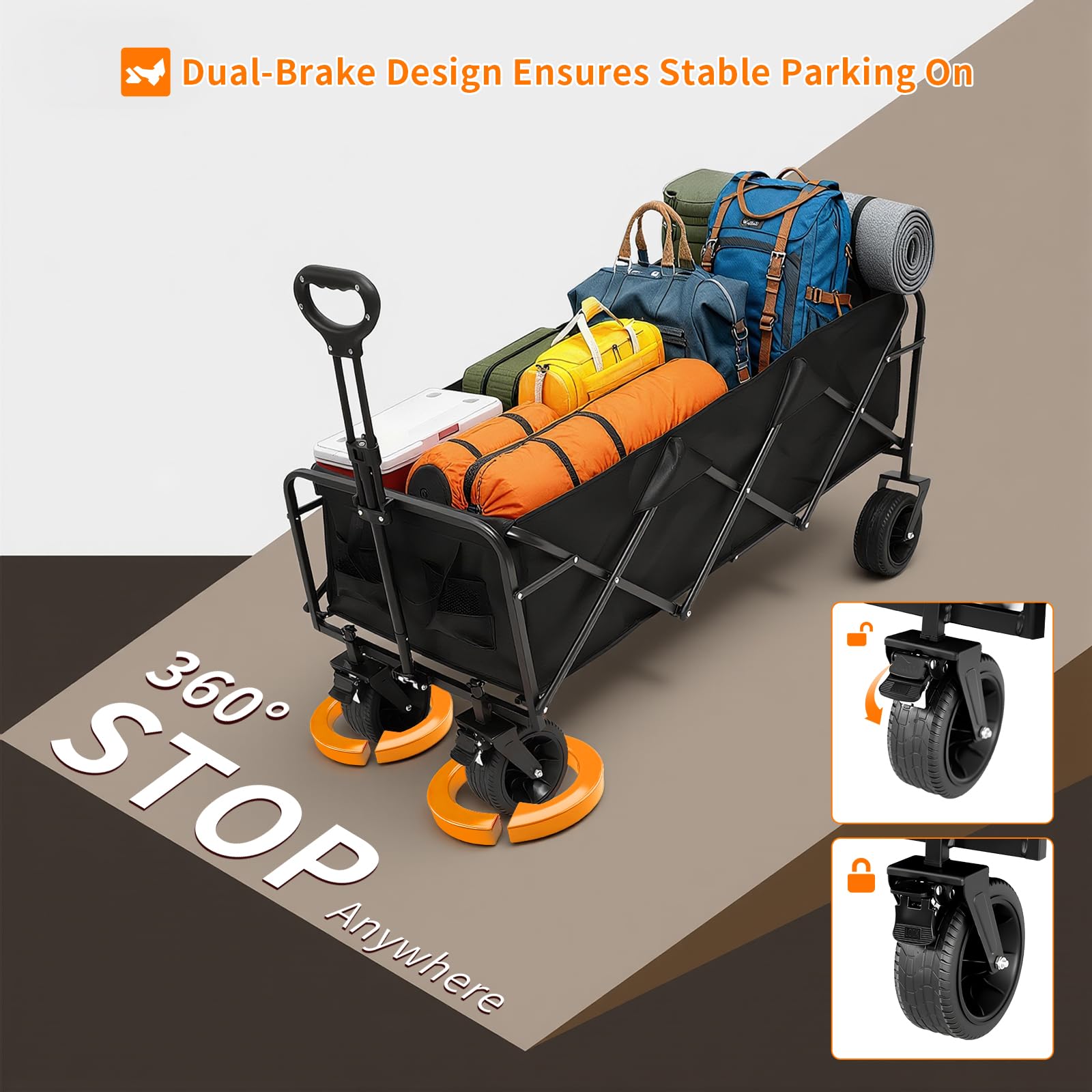 iHomey dual-bearing wheels 360 rotation enable smooth pushing on sand and gravel.