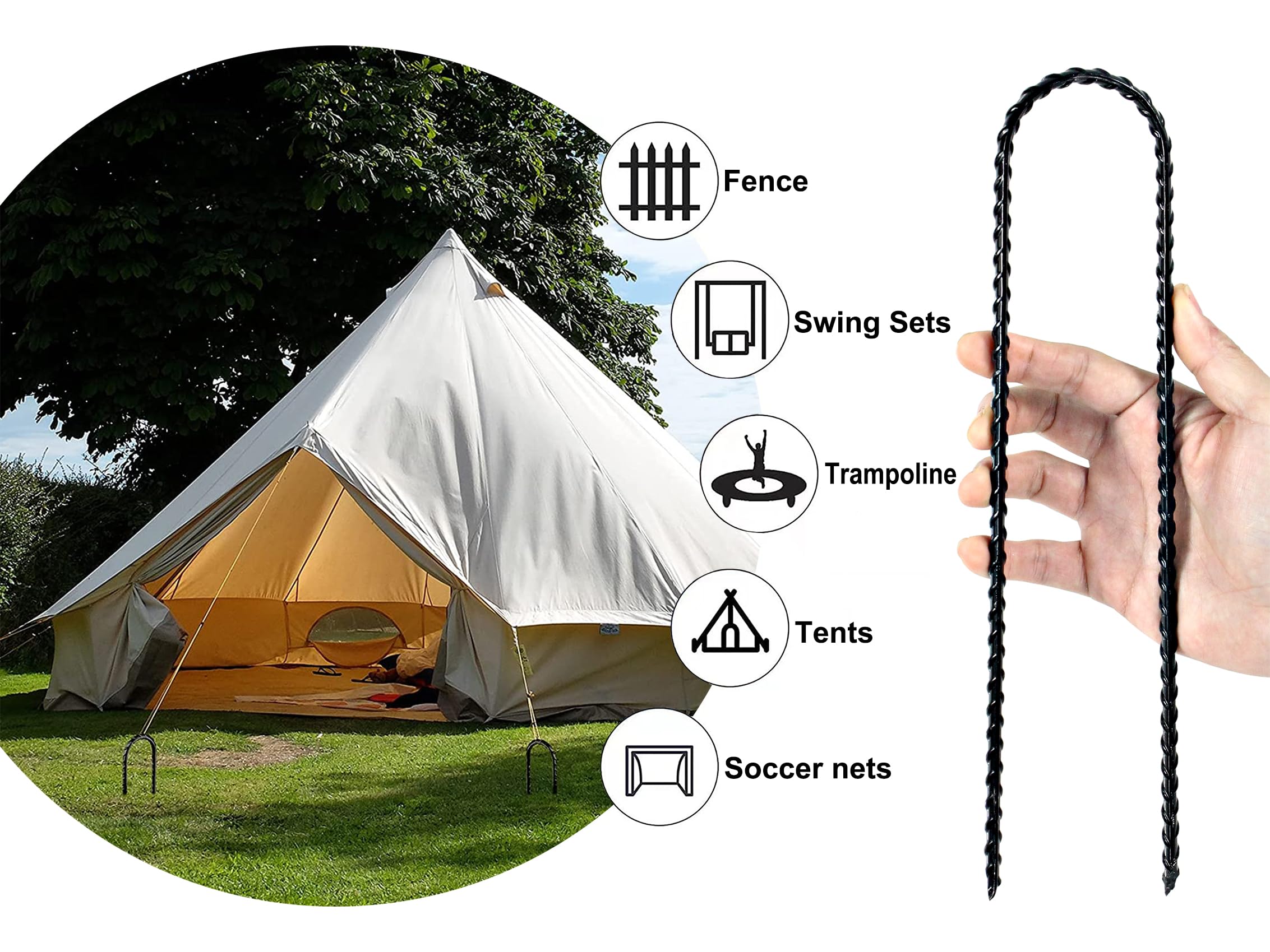 IHOSHENG ground anchors secure swings, fences, tents against wind