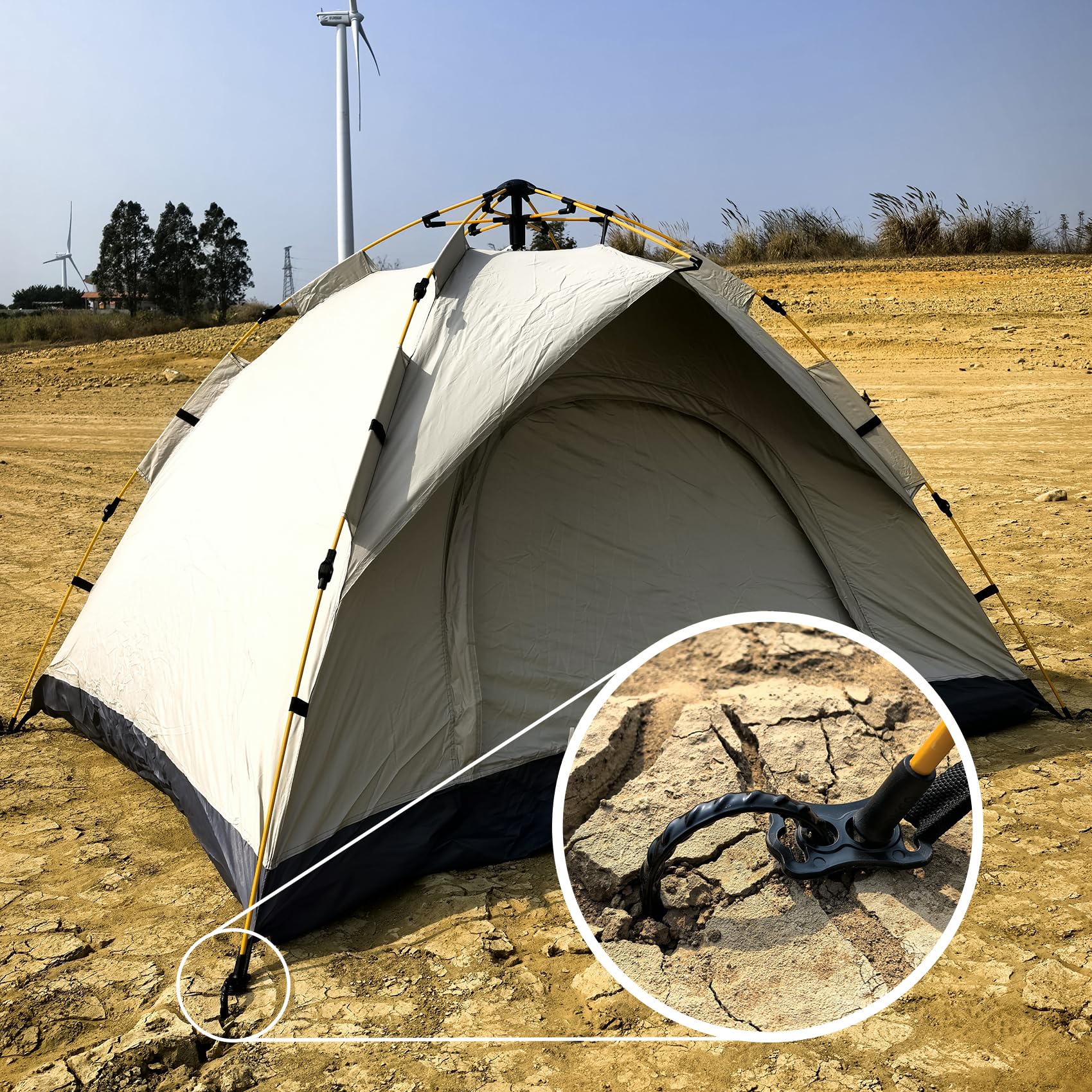 IHOSHENG tent ground anchor in wind-prone areas for stability