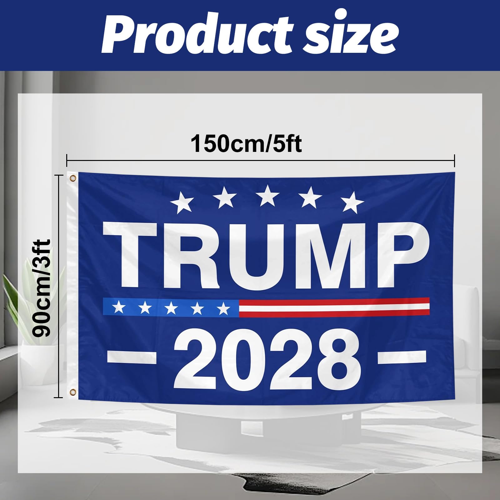 IIDEA Trump 2028 flag brass grommets closeup for secure hang.