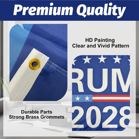 IIDEA Trump 2028 flag durable polyester resists weather and fading.