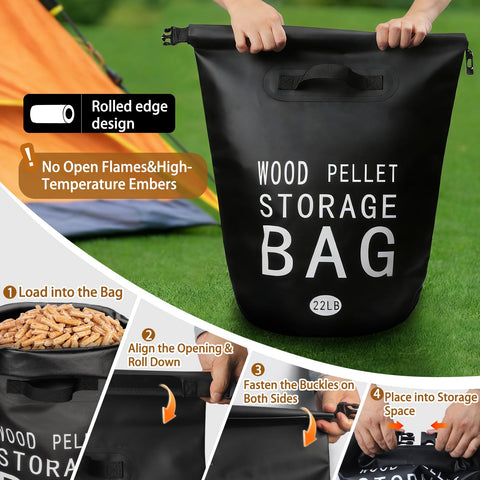 IIIBUMWOW pellet bin with dual handles for controlled pouring