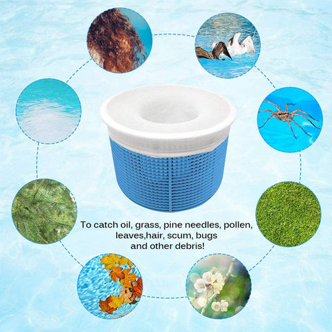 IIIHAT easy-install pool socks stretched over a skimmer basket.
