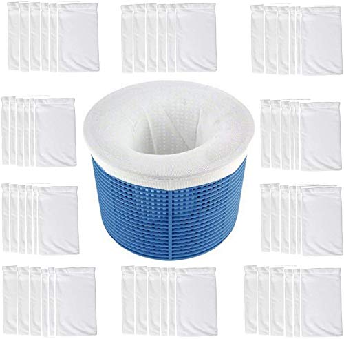 IIIHAT pool skimmer socks in pack catching debris to protect your filter system.
