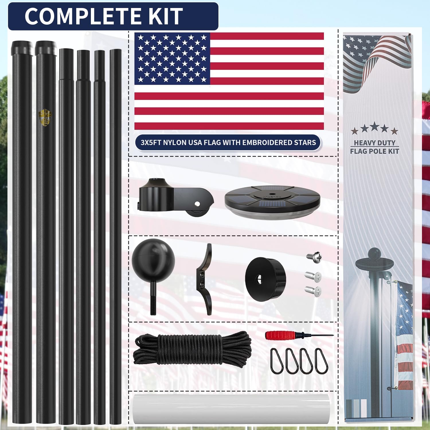 IIOPE 20ft flag pole in premium gift box makes a great gift.