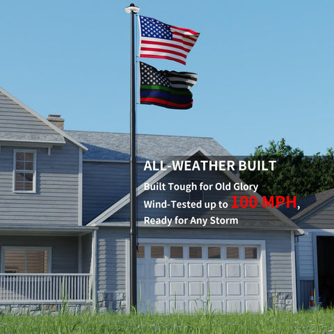 IIOPE 20ft flag pole solar panel stores energy to keep light shining.