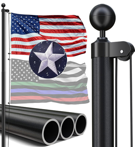 IIOPE 20FT flag pole top cap shows sturdy construction for windy conditions