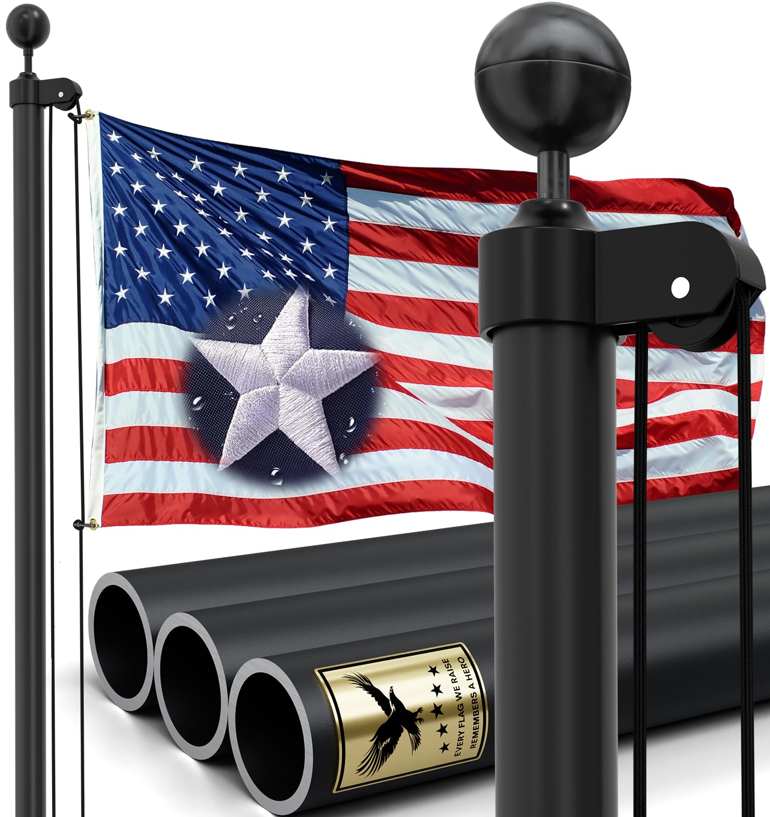 IIOPE 25ft heavy-duty flag pole exterior kit ready for outdoor display.