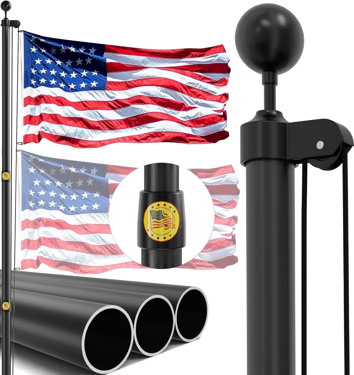 IIOPE 25ft heavy-duty flag pole outdoors ready for display