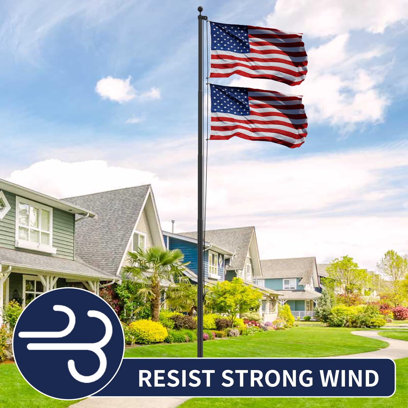 IIOPE flag pole kit with ground mount enables secure outdoor installation