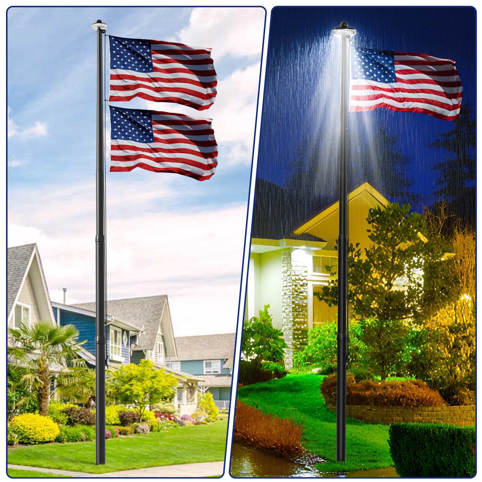 IIOPE complete flag kit with USA flag for ready outdoor display.