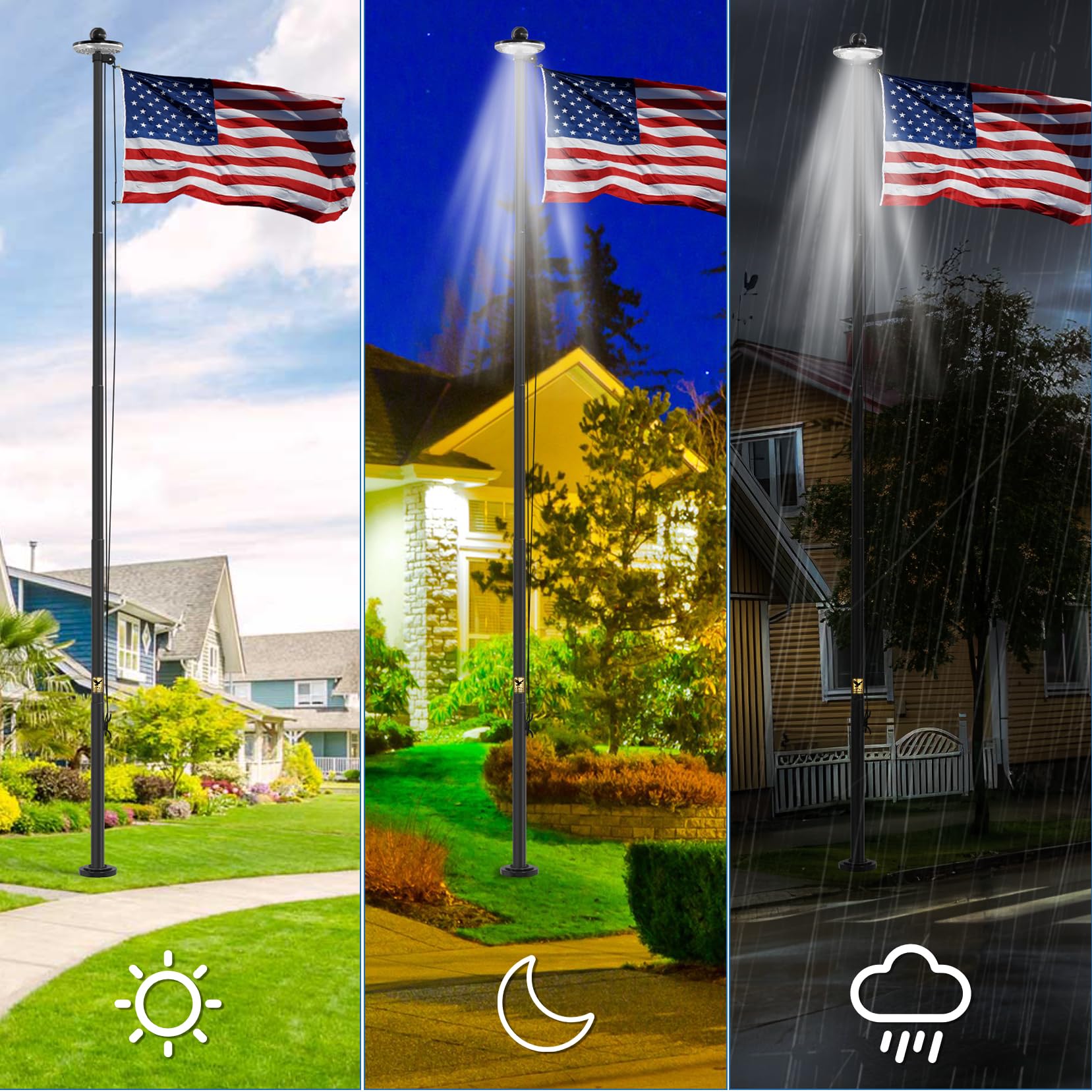 IIOPE nylon USA flag 5x3 ft for easy display.